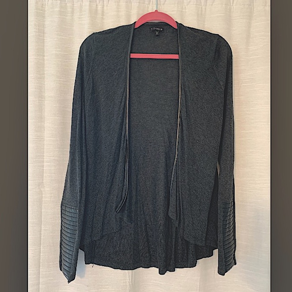 Cardigan with faux leather sleeves